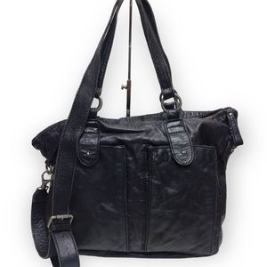 Liebeskind Berlin Navy Blue Black Leather Handbag  Statchel Bag